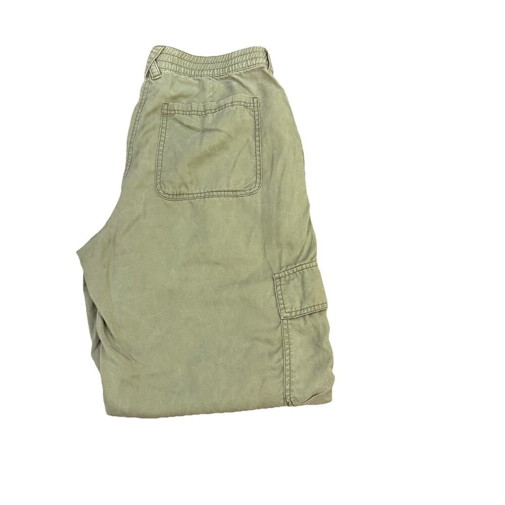 HOLLISTER High Rise Baggy Cargo Pants Women’s Sz L Green Cotton/Linen Blend Y2K